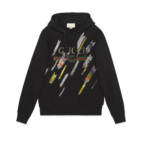 white sweatshirt gucci logo and shooting stars